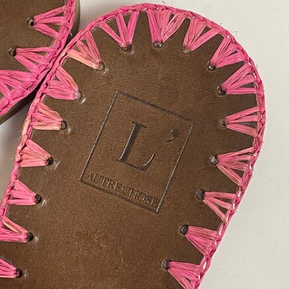 L. Autre Chose Pink Straw Slides Size 8.5 - Picture 5 of 6